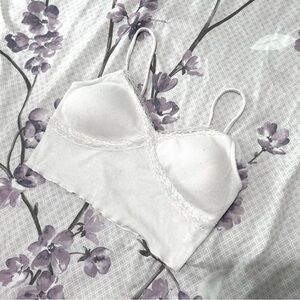 No Boundaries White Lace Trim Cami Top